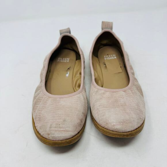 Eileen Fisher Ballet Flats Pink Suede Leather Round Toe Comfort Shoes 6.5 - Picture 4 of 12